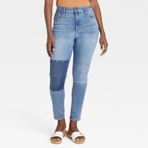 Universal Thread High Rise Skinny Jeans Patched Two Tone Sculpt Women 0 New